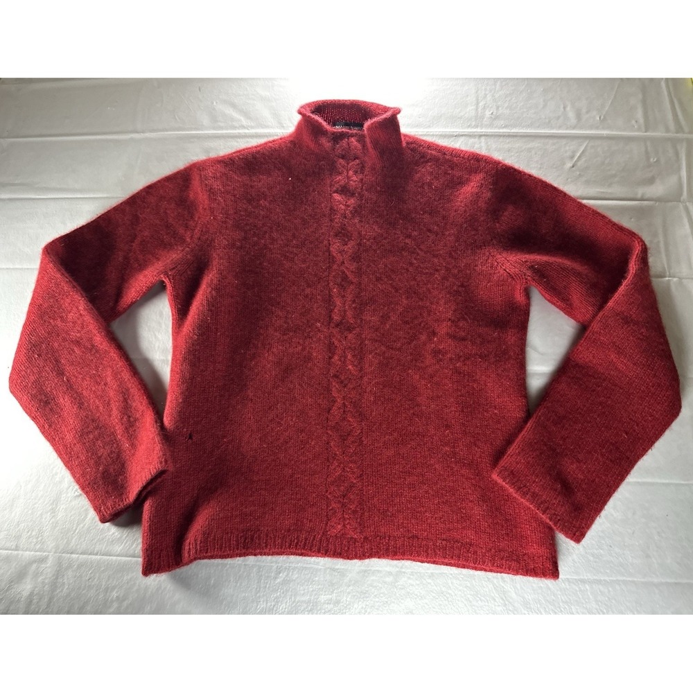 Mariele Waithe Womens Large Red Cashmere Sweater Mock Neck Cable Knit (Photos)